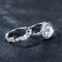 Light Luxury All Match Water Drop Shape Ladies Ring Set