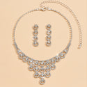 Rhinestone Necklace And Earrings Suite Women's Simple