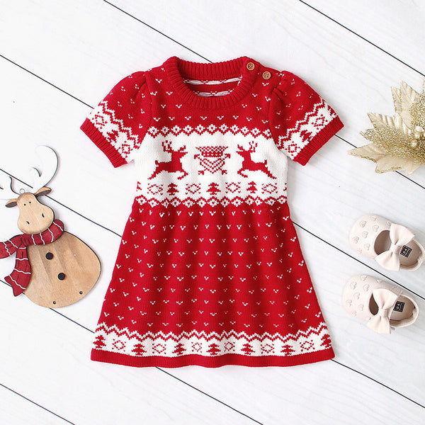 Baby Girls Sweater Christmas Elk Print