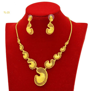 Buy tl23l210 Gold Flower Necklace And Earrings Suite Brass Gold Plated Wedding Jewelry Batch