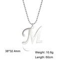 Polished Cut Steel Color 26 Letters Pendant Stainless Steel Necklace