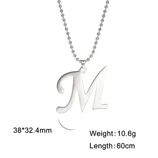 Buy m Polished Cut Steel Color 26 Letters Pendant Stainless Steel Necklace