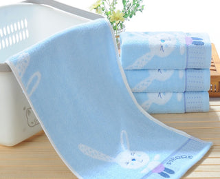 Buy blue Pure Cotton 32 Share Cartoon Children Wash Face Small Towel Water Absorbent Small Rabbit