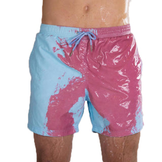 Buy navy-blue Men Magical Color Change Beach Shorts