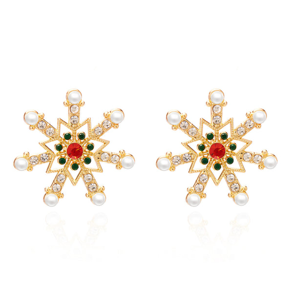 New Christmas Series Earrings For Women Rhinestone Pearl