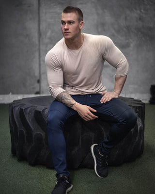 Buy a-khaki Men&#39;s Long Sleeve Gym T Shirt