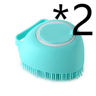 Buy green-2pc Silicone Dog Bath Massage Gloves Brush Pet Cat Bathroom Cleaning Tool Comb Brush For Dog Can Pour Shampoo Dog Grooming Supplies
