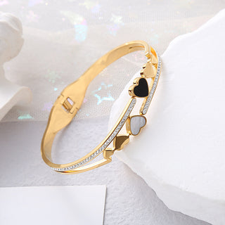 Buy gold New Hollow Heart Bracelet Symmetrical Black And White