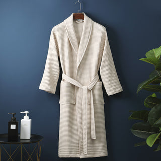 Buy light-brown-colors Unisex Pure Cotton Long Waffle Bathrobe