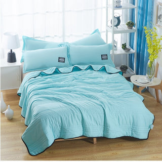 Buy water-green Cooling Blankets Pure Color Summer Quilt Plain Summer Cool Quilt Compressible Air-conditioning Quilt Quilt Blanket