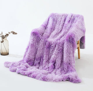 Buy pink-purple Warm Fluffy Shaggy Throw Blanket Bedspread Faux Fur Sofa Nap Blanket Bed Cover