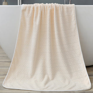 Buy milky-white Coral Fleece Bath Towel Thickening Towel Absorbent