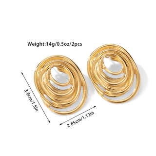 Buy gold Fashion New Oval Line Women&#39;s Stud Earrings