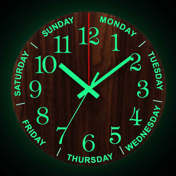 Luminous Wood Grain Wall  Simple Living Room Clock