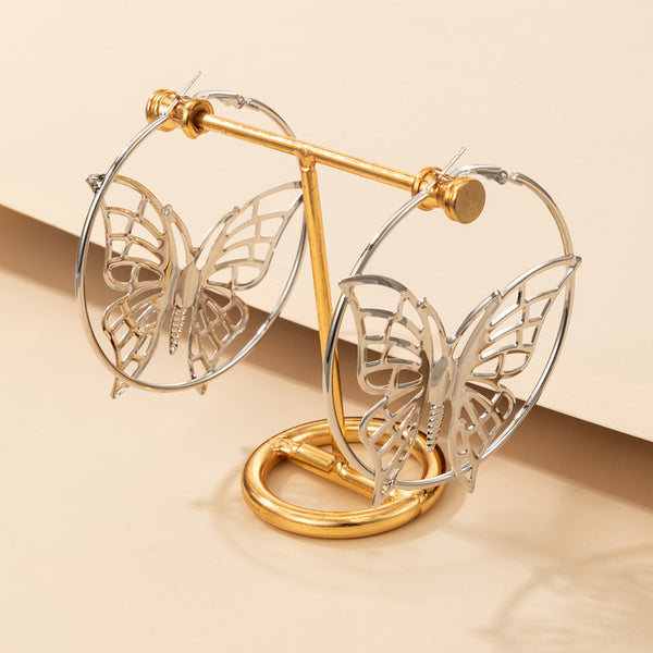 Vintage Creative Ethnic Style Silver Earrings Butterfly Earrings