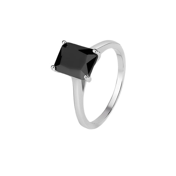 Sterling Silver Platinum Opal Square Women's Ring