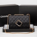 Women's Elegant Black Quilted Crossbody Bag with Gold Chain