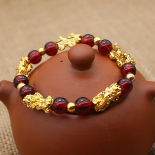 Buy wine-red 8mm Gold Plated Picchu Bracelet Female Personalized Bracelet