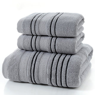 Buy gray 3 Piece Household Pure Cotton Bath Towel