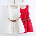 Lace Hollow Vest Children Shirt Belt Princess Dress