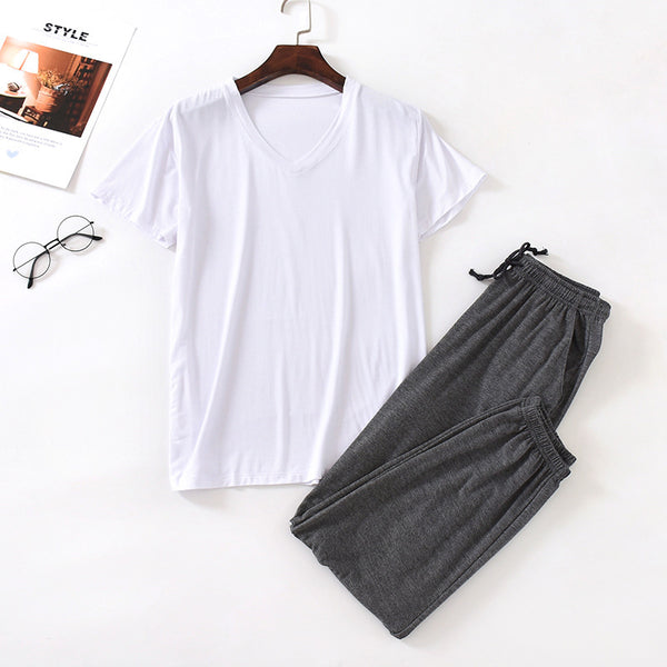 Men's Ice Silk Modal Short Sleeved Pants Set