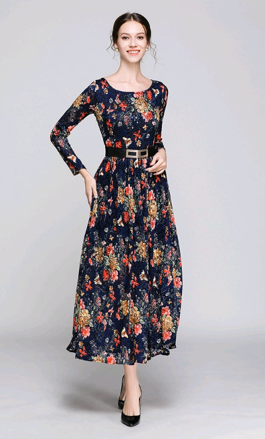 new women's lace dress print dress