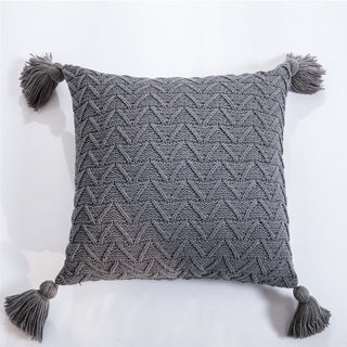 Buy dark-grey Chenille knitted quilted pillowcase