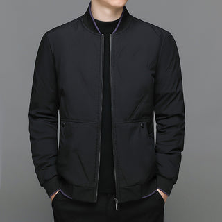 Buy black Fashion Down Jacket Winter Warm Jacket For Men Casual All-match Solid Color Coat