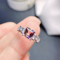 Natural Ametrine Ring Half Purple Half Yellow 925 Silver Open Mouth Design