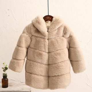 Buy beige-camel Children&#39;s Fur Coat Imitating Otter Rabbit Fur Girls Padded Children&#39;s Clothing