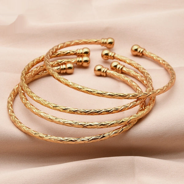 Bridal 24k Gold Plated Bracelet Ornament Women's Wedding Bell Leaf Pendant Bangle Jewelry