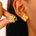 Exaggerated And Personalized C- Ring Flower Texture Earrings