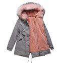 Women Parka Cotton-padded Mid-length Hooded Jacket: