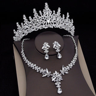 Buy silver-suit Royal Queen Bridal Jewelry Sets For Women Luxury Tiaras Crow