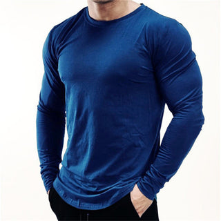 Buy a-navy-blue Men&#39;s Long Sleeve Gym T Shirt