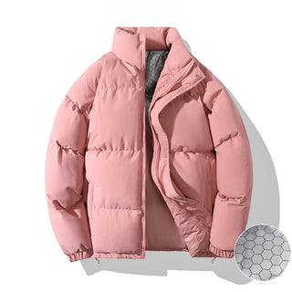 Buy 1266-baby-pink Couple Down Graphene Warm Quilted Jacket Loose Cotton-padded Jacket Tide