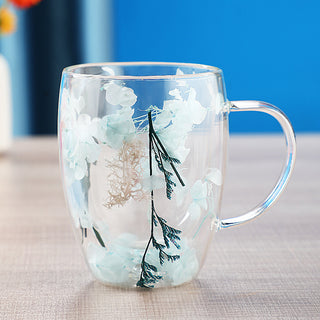 Buy 4-style Dried Flower Double Layer Glass Cup Real Flower Cyber Celebrity Style Quicksand Cup