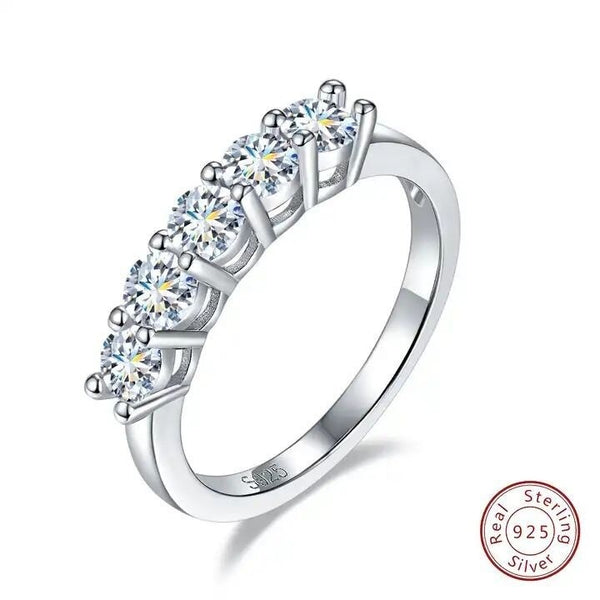 Moissanite Five-star Row Diamond Ring Platinum Women