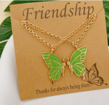 2pcs Oil Drip Butterfly Necklace Ins Creative Clavicle Chain Pendant Necklace For Women Valentine's Day Birthday Gift