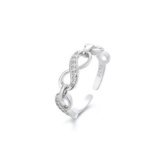 Buy silver Sterling Silver Endless Love Chain Diamond-studded Ring