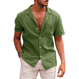 Buy army-green Men&#39;s Tops Casual Button Down Shirt