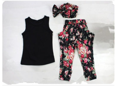 European and American girls floral three-piece