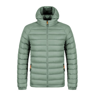 Buy light-green Winter Lightweight Hooded Coat With Pockets Fashion Warm Portable Zipper Jacket For Men