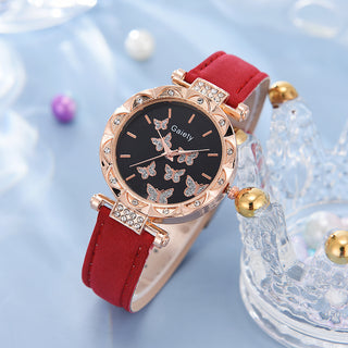 Buy red Women&#39;s Fashion Simple Butterfly Digital Belt Watch