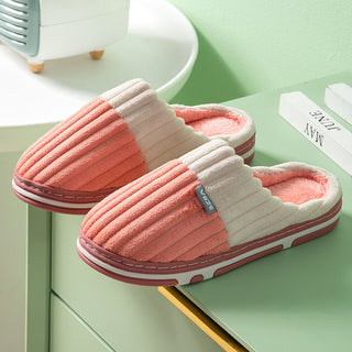 Buy pink Unisex Winter Slippers Corduroy Shoes Couples Bedroom Slippers