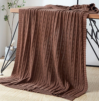 Buy brown Cotton Solid Knitted Blanket