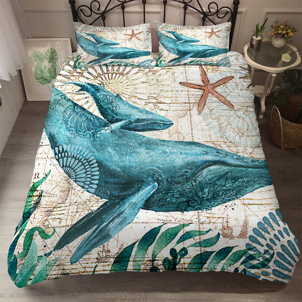 Three piece marine animal bedding set