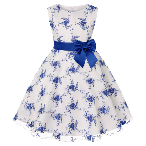 Girls Embroidered Princess Dress Lace