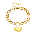 Stainless Steel Simple Thick Straps Heart Bracelet