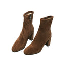 Women's Pointed Toe Suede Mid-calf Stretch Martin Boots